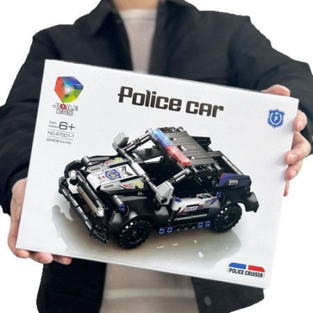 Set de Constructie Masina de Politie 4x4, Flippy, 28x21cm, 243 de Piese, 6 ani, Negru