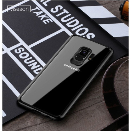 Husa Samsung Galaxy S9 Plus Tpu Transparent cu margini colorate negru