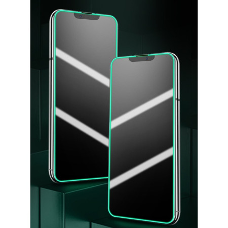 Folie Sticla Securizata Flippy,  Luminous, compatibila cu Apple iPhone 12 Pro, Margine fosforescenta verde