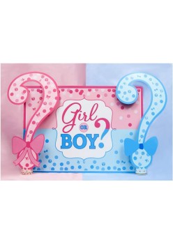 Banner pentru Petrecere, Flippy, Model Girl or Boy, Tematica Gender Reveal, 150 x 100 cm, Albastru Roz