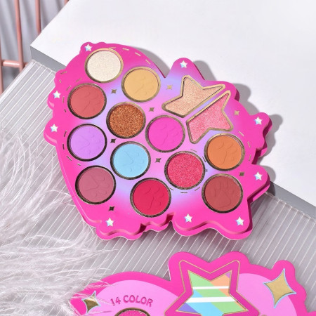 Set Paleta de machiaj cu 14 farduri de pleoape Kevin&Coco, Red Heart Eyeshadow Palette, 21 x 20.5 x 2.2cm