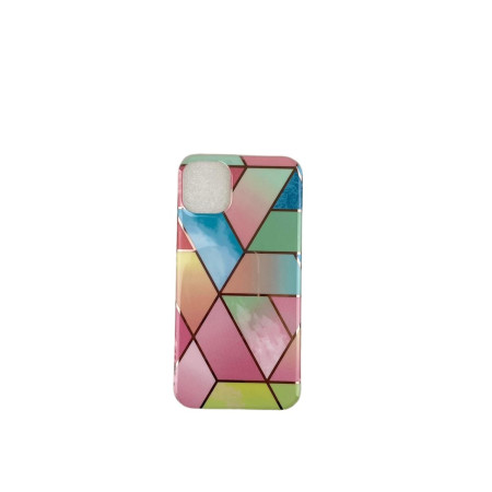 Husa protectie pentru Apple iPhone 11 Pro Soft IMD TPU Marble Geometric Roz