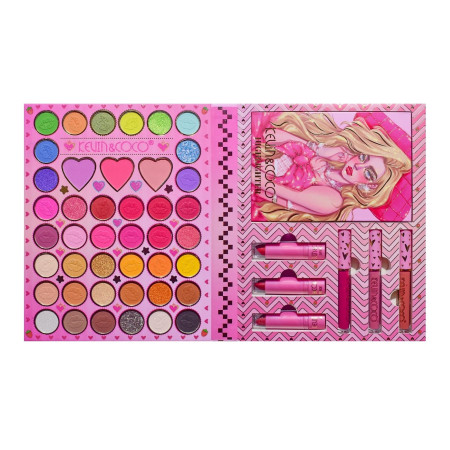 Set 8 Produse de Machiaj, KEVIN & COCO, Butterfly Dream Girl, 49 de culori, 24.7 x 19.7 x 2.7 cm