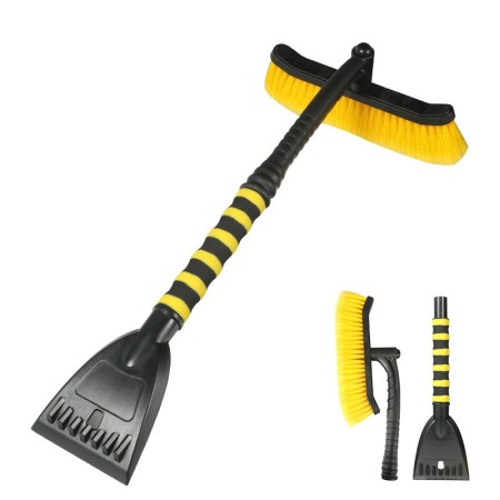 Detachable multifunctional winter car snow shovel and snow brush - color: black and yellow