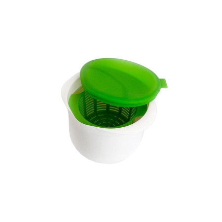 Recipient pentru Preparat Branza, Flippy, Capac de Silicon, Cheese Maker din Plastic, Strecuratoare, 17x14.5x12.8 cm, Verde