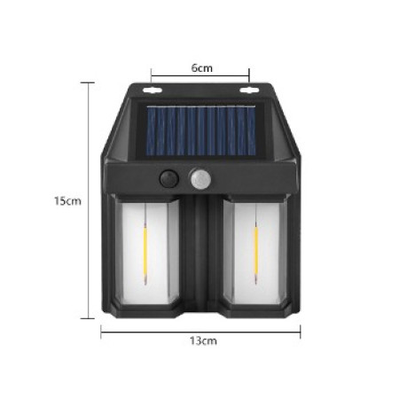 Lampa Solara LED Decorativa de Perete, Flippy, pentru exterior, suspendata, 15x13x6 cm, Neagra