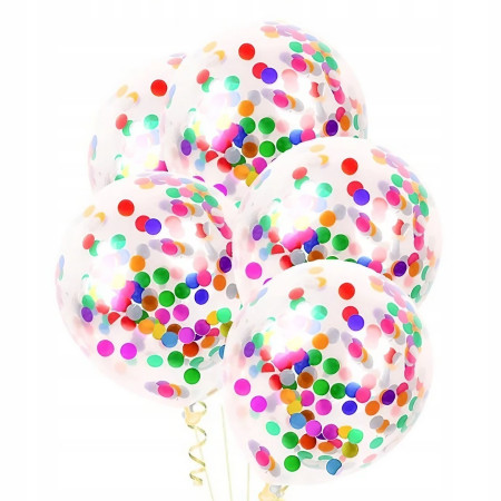 Set 10 Baloane din Latex, Flippy, Model Party Confetti, 30 cm, Multicolore, 2.8 g