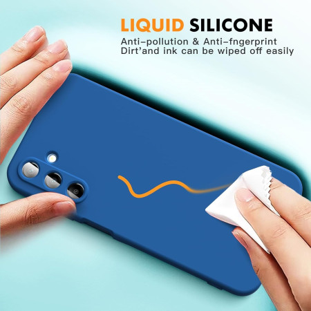 Husa de Protectie, Flippy, pentru Samsung Galaxy A15, Liquid Silicone, cu Microfibra pe Interior, Protectie Antisoc, Compatibil Incarcare Wireless, Albastru