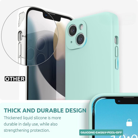 Husa pentru Apple iPhone 14 Pro Flippy, Liquid Silicone, cu Microfibra pe interior, Protectie Antisoc, Light Cyan