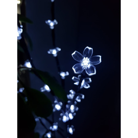 Decoratiune Luminoasa Crenguta cu Baterii 72 LED -uri Flori Alb Rece