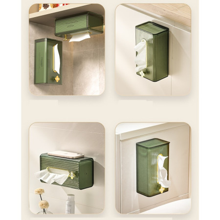 Cutie suport servetele eleganta Flippy, cu montare pe perete sau dulap, material plastic dur, 21.3 x 8.7 x 12 cm, verde