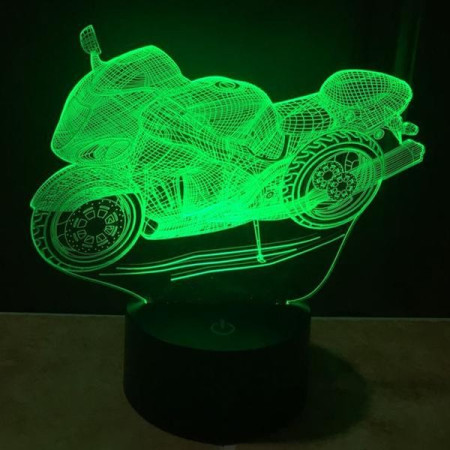 Lampa de Veghe cu Telecomanda si Baterii/USB 3D Model Motocicleta Multicolor