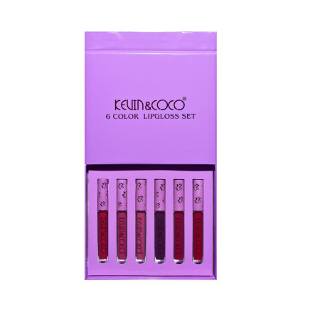 Set de Buze, KEVIN COCO, Violet Girl, 6 Lip Gloss-uri, 17 x 14.8 x 2.9 cm, Roz/Rosu/Mov