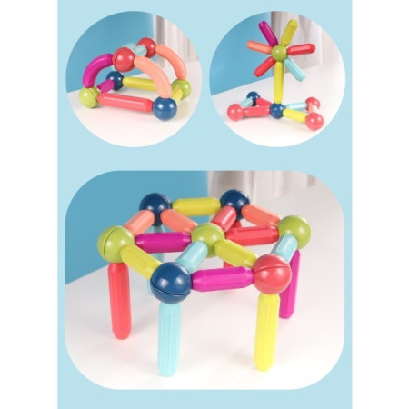 Set 25 piese magnetice de constructie, Flippy, Forme geometrice, Multicolor