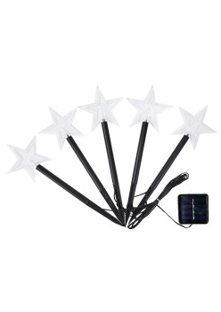 Set 5 Lampi solare LED de exterior Tip Stea pentru gradina Flippy, 35.5 cm, Alb Cald