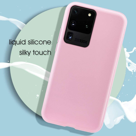 Husa protectie Flippy compatibila cu Samsung S20 Ultra Liquid Silicone Case Roz