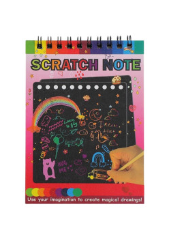 Caiet cu fise razuibile Flippy, DIY Magic Scratch, 12 File, Curcubeu, Creion din Lemn, Cartonase negre, 14 x 10 cm, rosu