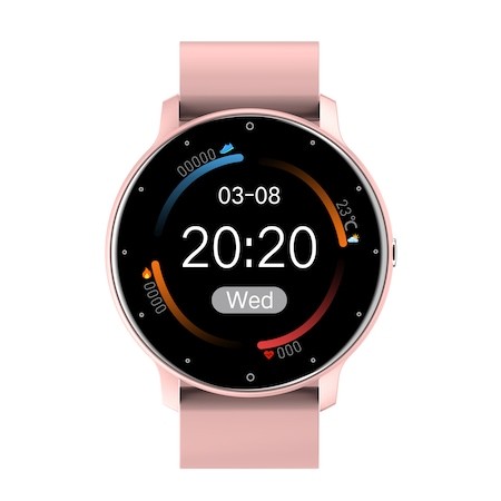 Ceas smartwatch si bratara fitness Flippy ZL02D, oxigen, ritm cardiac, pedometru, notificari, IP67, Compatibil cu Android/iOS, vibratii, multi sport, Roz