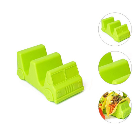 Suport pentru Taco, Flippy, Model Autobuz, 14 x 7.5 x 6.5 cm, din PP, Verde