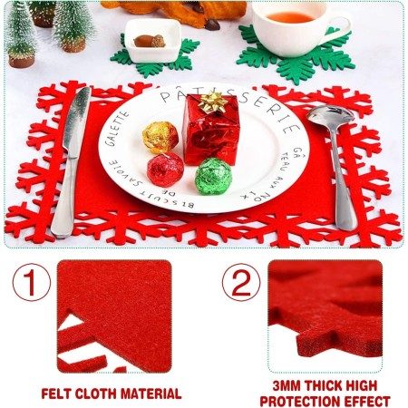 Set 12 Servete pentru Masa si Suporturi de Pahare/Tacamuri, Flippy, 4 Servete 25x35 cm, 4 Suporturi de 13x15 cm, 4 Suporturi de 9.3x10.5 cm, Verde-Rosu