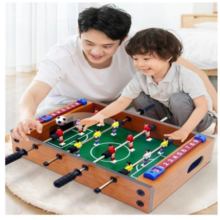 Mini Masa de Fotbal cu Teren si 12 Jucatori Flippy, 4 Manere, cu Tablou pentru Scor, din Metal, Lemn si ABS, 34.5 x 23 x 7 cm, pentru copii/adulti