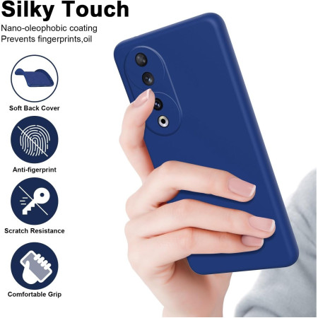 Husa de Protectie, Flippy, pentru Honor 90, Liquid Silicone, cu Microfibra pe Interior, Protectie Antisoc, Compatibil Incarcare Wireless, Albastru