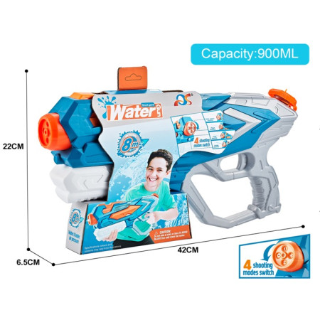 Pistol cu Apa pentru Copii, Rezervor, Pentru Piscina/Plaja, Flippy, 6ani+, Albastru, 4 duze, 900ML