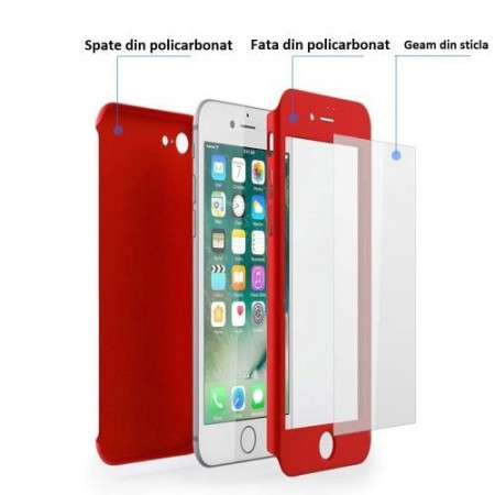 Husa Apple iPhone 8 IPAKY Full Cover 360 Rosu + Folie Cadou