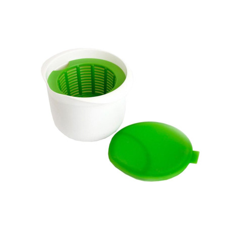 Recipient pentru Preparat Branza, Flippy, Capac de Silicon, Cheese Maker din Plastic, Strecuratoare, 17x14.5x12.8 cm, Verde