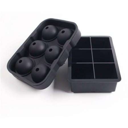 Food grade easy demoulding square spherical odorless 6-grid silicone ice tray - Specifications: six-grid square with lid