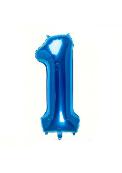 Balon din Folie Flippy, Cifra 1, 81 cm, Pentru Aer sau Heliu, Bulk, Albastru