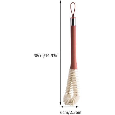 Perie de Curatat Pahare, Sticle, Biberoane, Flippy, cu Maner Lung, Uz Casnic, Silicon, Ergonomic, 3.9x5.4x38.5cm, Rosu