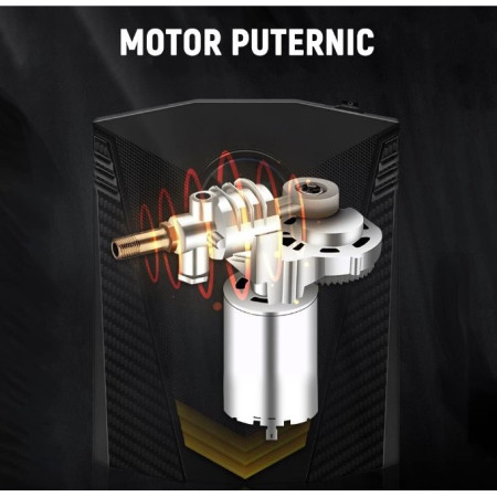 Compresor Auto Portabil cu Lanterna si Afisaj Electornic Flippy, DC 12V, 120W, 35L/min, Cablu de alimentare 3m, Pompa Biciclete, Moto, Mingi, Saltele, Max 10.3bar, lumina LED, Negru