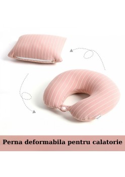 Perna de calatorie, Flippy , 2 in 1, cu Particule de Spuma cu Memorie, Roz