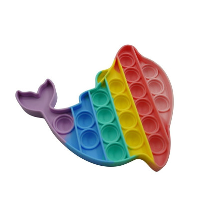 Jucarie antistres din silicon, Pop it Now and Flip It, Delfin, Multicolor