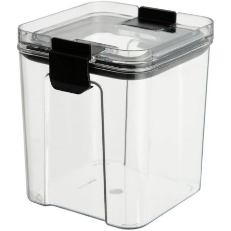 Set 4 Recipiente Depozitare Alimente,  Flippy, pentru Organizare Bucatarie, cu Inchidere Ermetica, Transparent, Plastic fara BPA, Compatibile cu Masina de Spalat Vase, Diferite Dimensiuni, 350 ml, 1300 ml, 2700 ml, 4600 ml