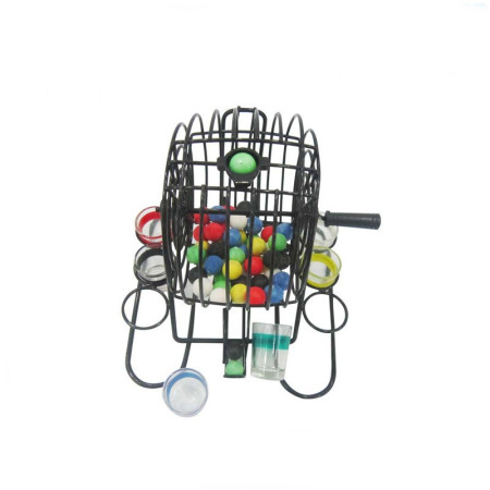 Joc Mini Loterie Flippy, Bingo, cu Pahare de Shot din Sticla, 20 x 20 x 19 cm, 48 Bile, Negru