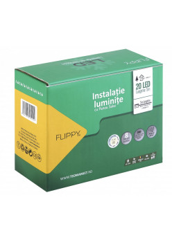 Instalatie Craciun, 5 metri, 20 de LED-uri cu ornament tip Bulb, 8 jocuri de lumini alb cald, cu energie solara, liniar, cablu verde, interior/exterior, Flippy