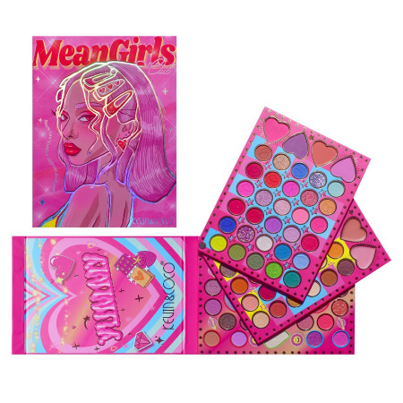 Trusa de Machiaj, KEVIN & COCO, Mean Girl Heart, Fard de Pleoape, Iluminator, Blush Cremos, 96 culori, 21 x 15.7 x 2.4 cm