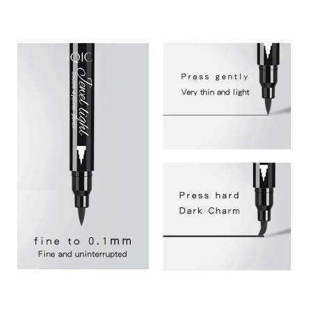 Tus Lichid pentru Ochi, Flippy, 2 Capete, Eyeliner si Stampila Inima, Pentru Ochi si Corp, 50 g, Rezistent la Apa, 12.7 x 3 cm, Negru