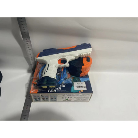 Pistol cu apa 2in1 pentru copii Flippy, 2 Rezervoare de 75 si 300 mL, Reglabil, material ABS/silicon, Electric, Baterie, Furtun, albastru