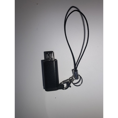 Adaptor USB-C la Micro USB, Flippy, cu Snur pentru Prindere la Chei, 2.7x1.1x0.6cm, Negru