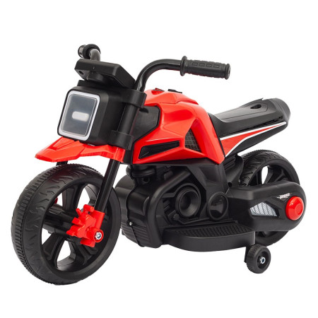 Motocicleta Electrica cu 2 Roti Mari si 2 Roti Ajutatoare, Flippy, Acumulator Incarcare, Anti-Rasturnare, Lumini, Muzica, Motor:380, Baterie 6V4.5, 41.5x70x34 cm, 4.5 Kg, 3 Ani+, Rosu Negru