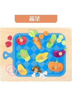 Puzzle Montessori din Lemn pentru Copii, Flippy, 3D, 0-3 Ani, Model Legume, Educativ, Intuitiv, Creativ, 9 Piese, Multicolor