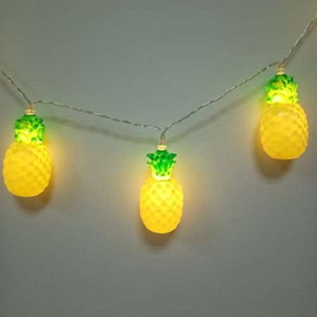 Instalatie de Craciun, Flippy®, Tip Sir cu Baterii, 1.5 m, 10 LED-uri, Model Ananas, Galben