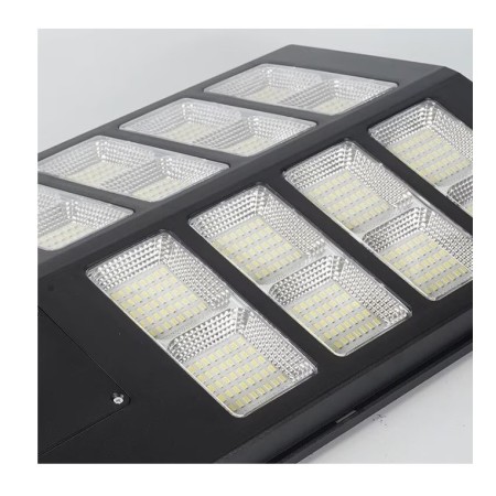 Lampa solara stradala Flippy, cu telecomanda, senzor de miscare si lumina, suport prindere, 640 LED-uri, IP65, ABS, 20AH, 400W, temperatura culoare 6500K, 59.7x34.8x7.2 cm, autonomie 10-12 ore, negru