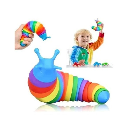 Jucarie senzoriala pentru copii, Flippy, melc, cu articulatii si lumini, 19 cm, multicolor