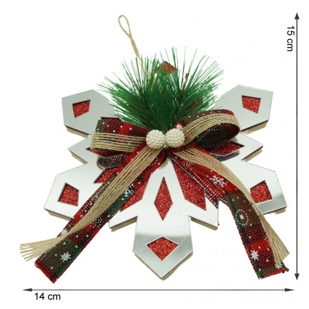 Ornament brad, Flippy, Fulg de nea, Argintiu, Lucios, 14*15CM, Acril, Interior/ Exterior