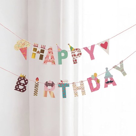 Banner Happy Birthday 100x200 cm, Flippy, Rola de Ata Inclusa, Tematica Candy, Multicolor