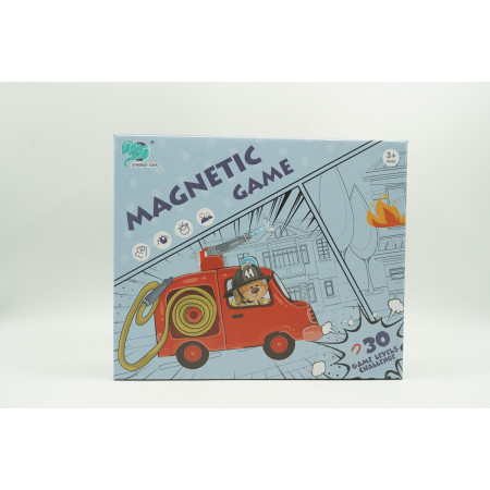 Joc educativ magnetic de interconectare, micul pompier, 15 nivele, 9 carti, pentru copii, +3 ani, multicolor